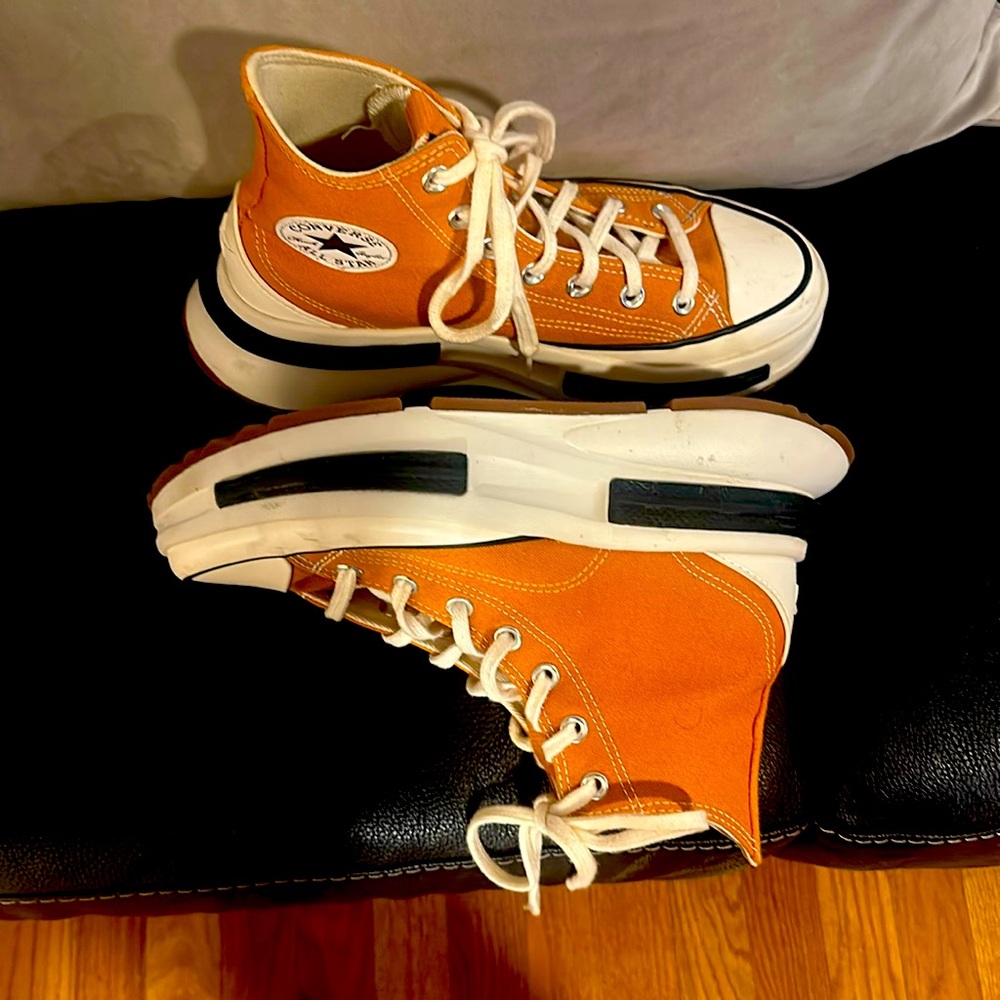 Platform Converse Orange High-Top Sneakers